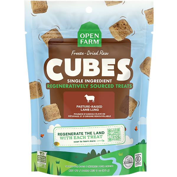 Open Farm Single Ingredient Cubes Regeneratively Sourced Lamb Lung Freeze-Dried Raw Dog Treats