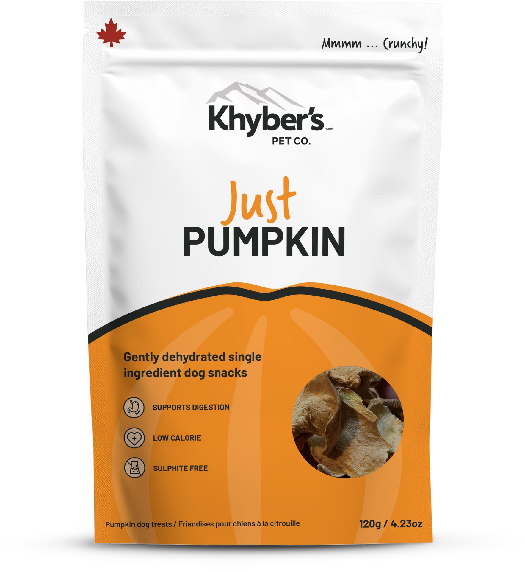 Khyber's Just Pumpkin Dog Treats, 4.23-oz|120-gram