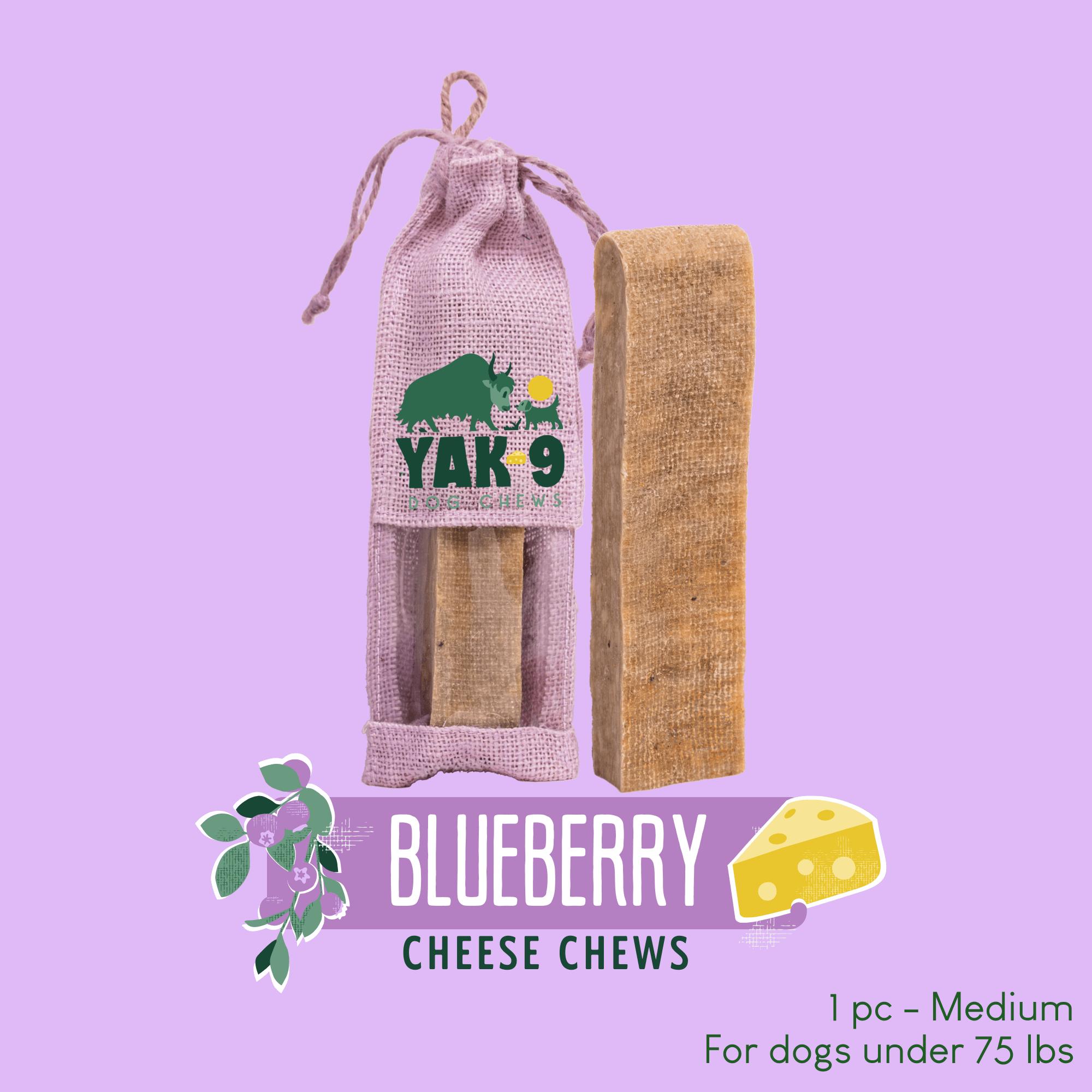 Yak9 Chews Blueberry Cheese Chews Dog Treats, Medium, 1-count