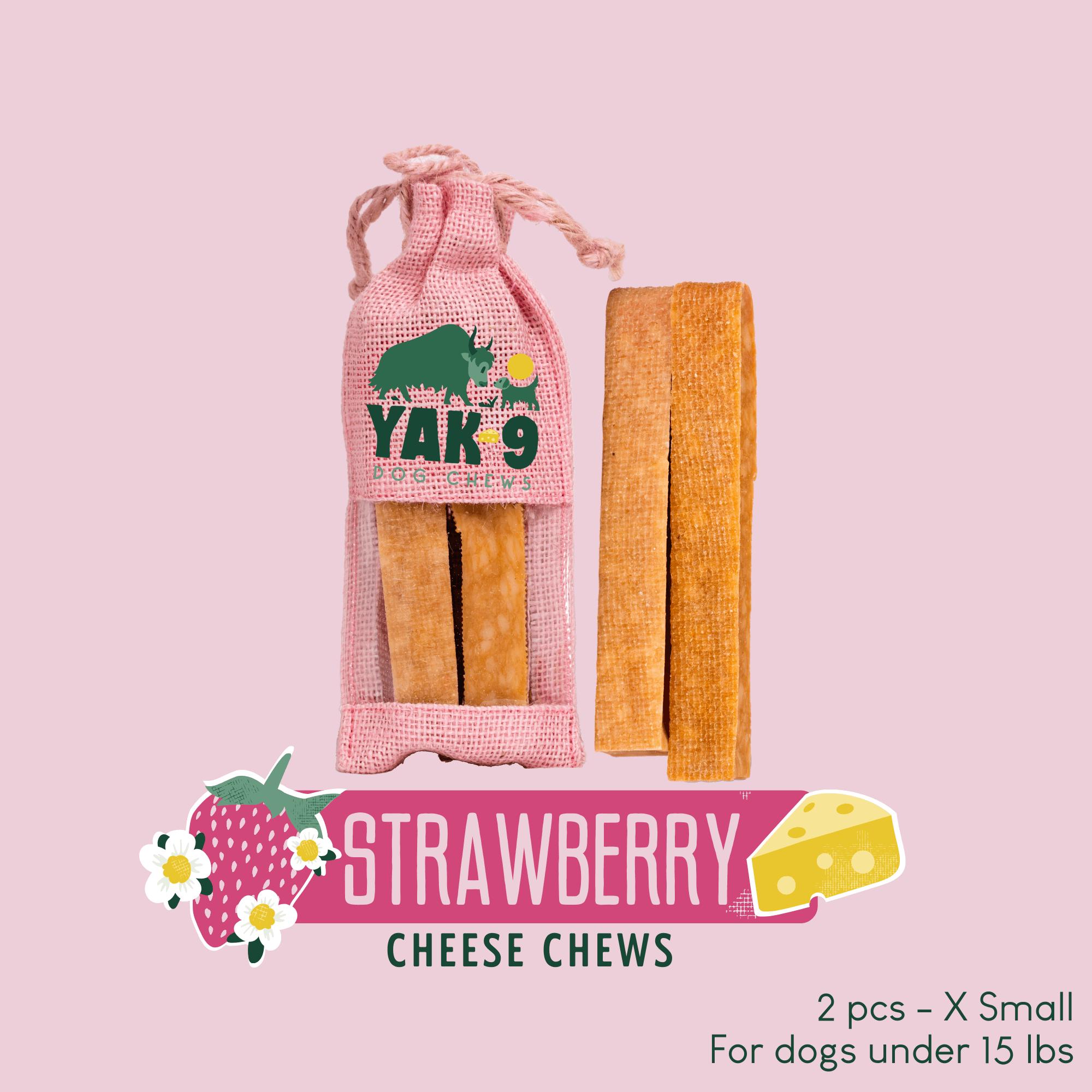 Yak9 Chews Strawberry Cheese Chews Dog Treats, X-Small, 2-count