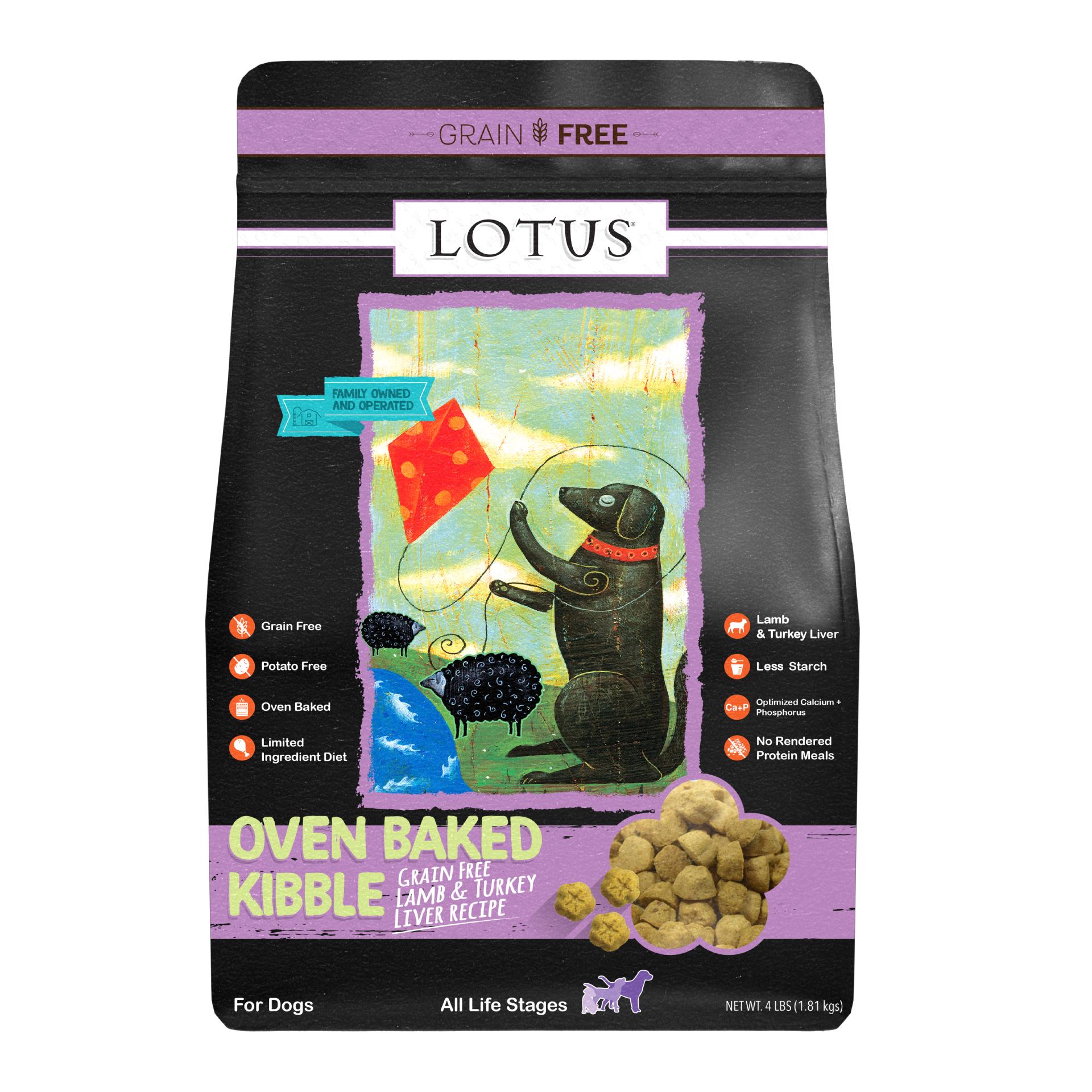 Lotus Regular Bites Oven-Baked Lamb & Turkey Liver Grain-Free Dry Dog Food, 4-lb