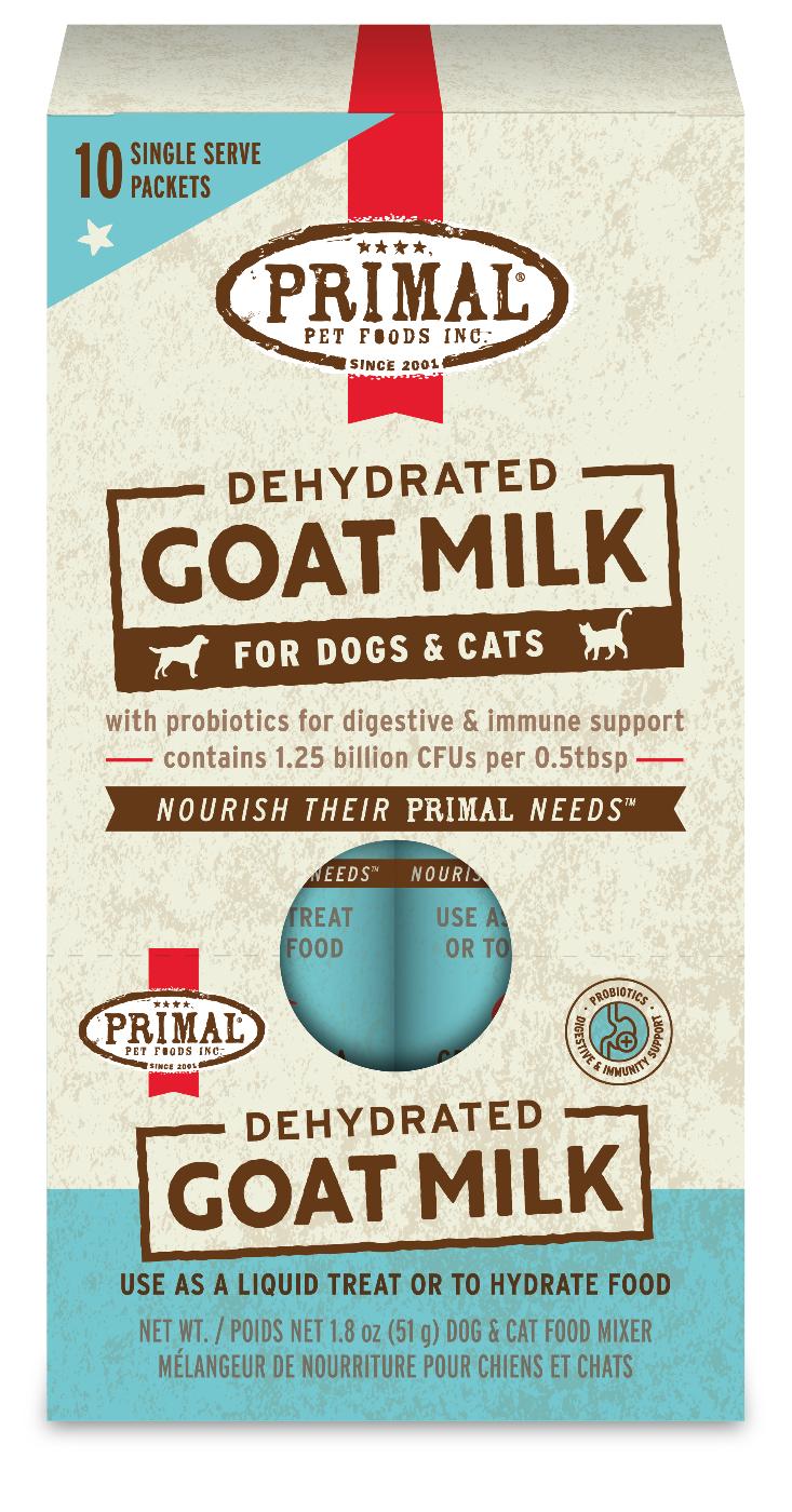 Primal Dehydrated Goat Milk Pouch for Dogs & Cats, 1.8-oz, 10-pack box
