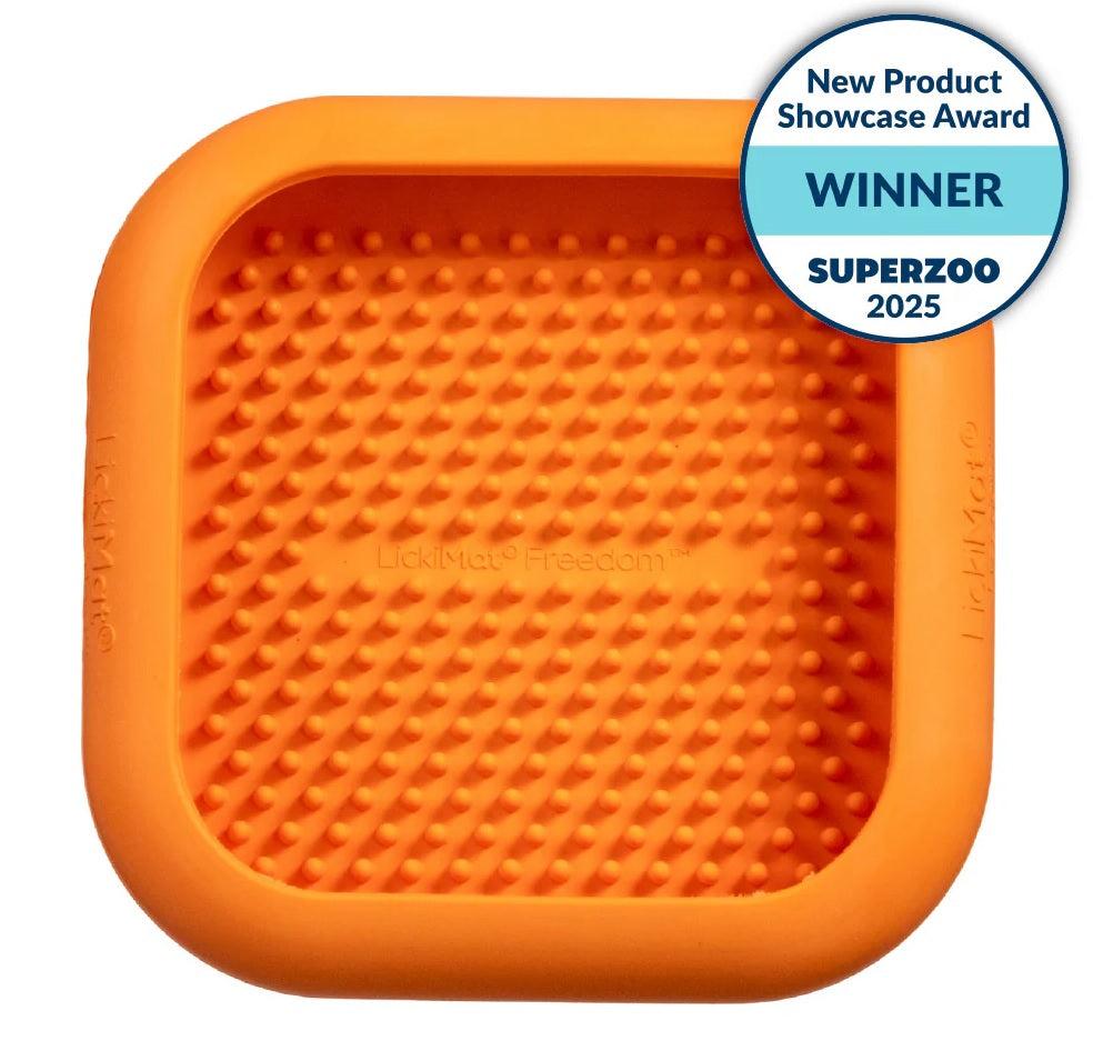 LickiMat CrateMate Dog Crate Lick Mat & Slow Feeder, Orange