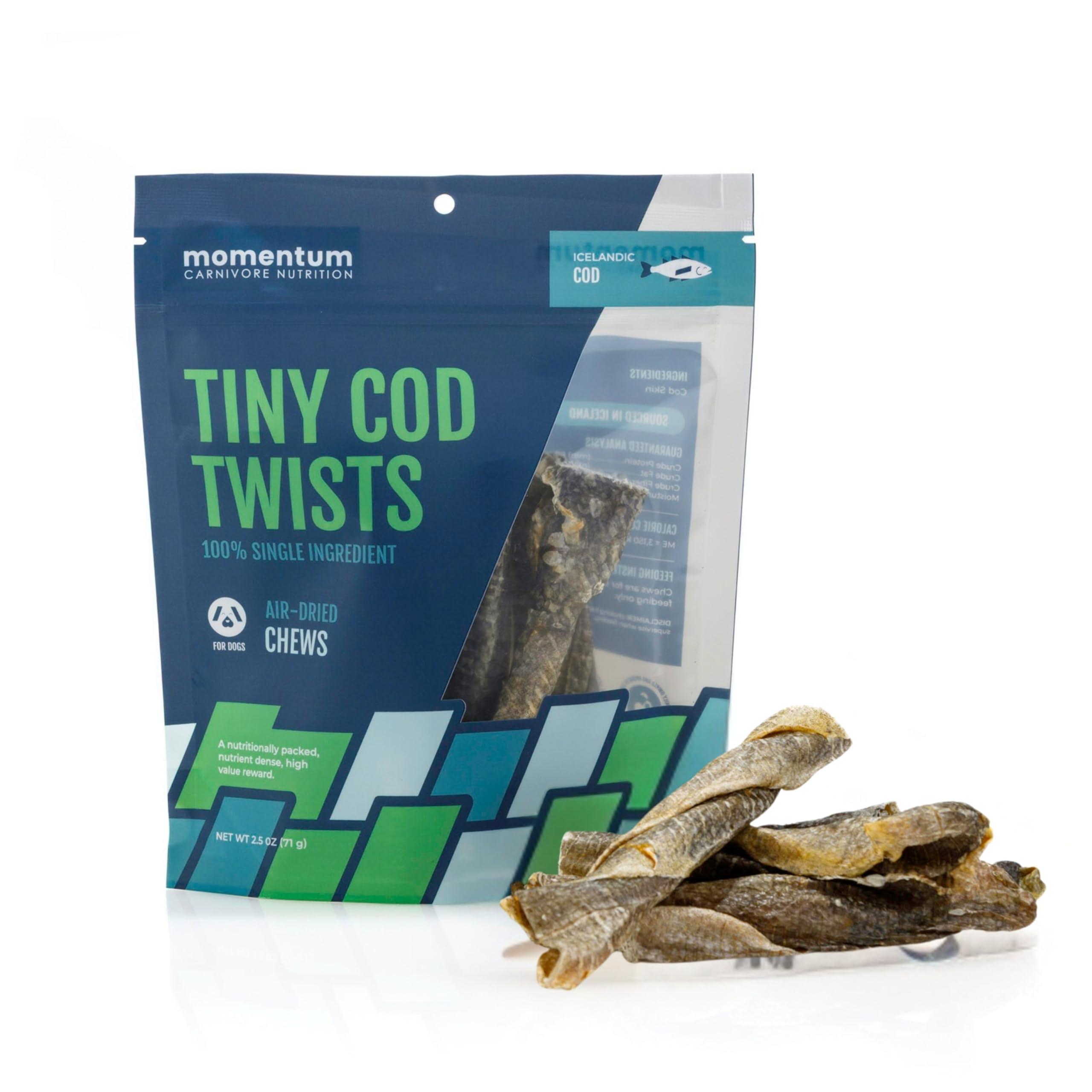 Momentum Carnivore Nutrition Tiny Cod Twists Air-Dried Dog Treats, 2.5-oz