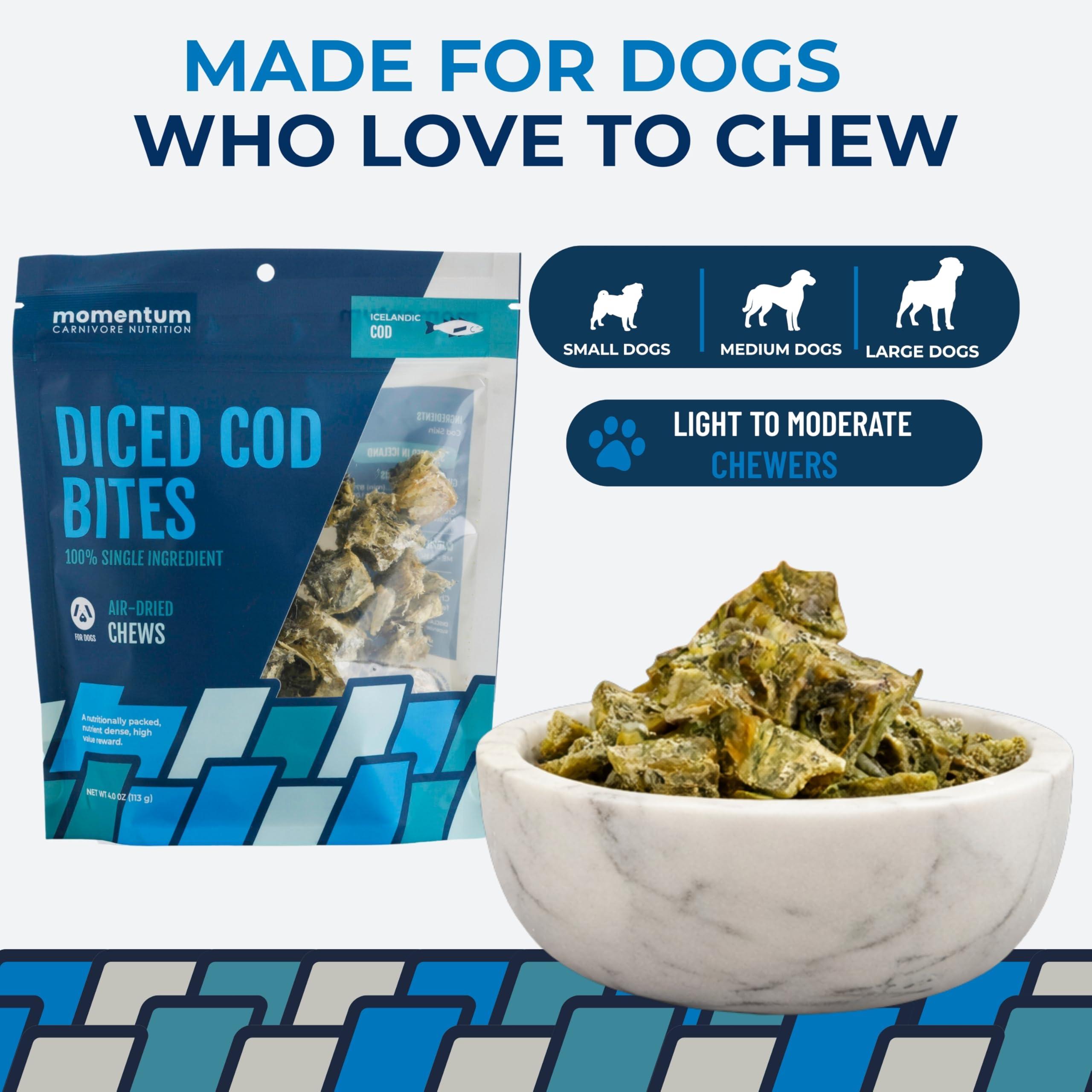 Momentum Carnivore Nutrition Diced Cod Bites Air-Dried Dog Treats, 4.0 ...