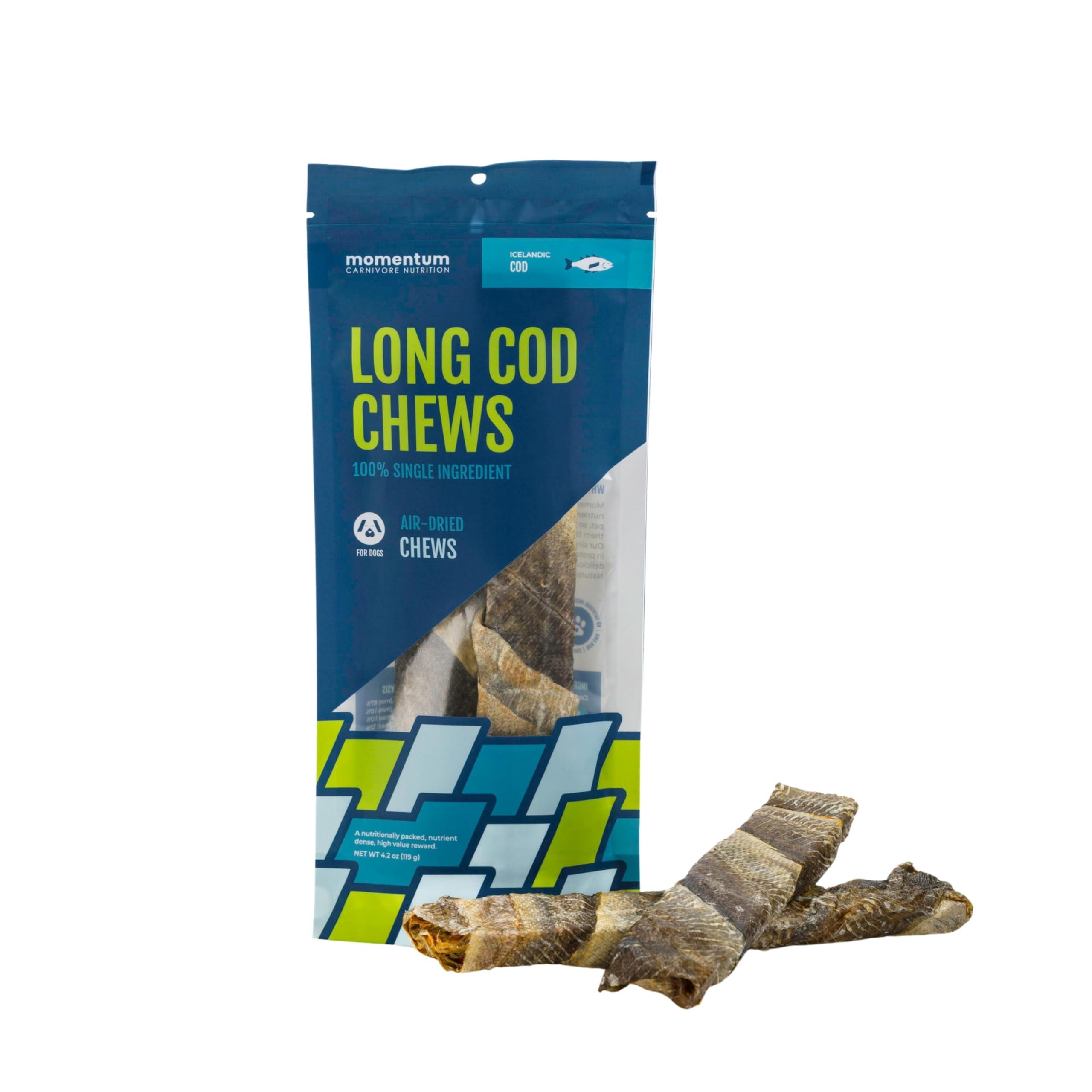 Momentum Carnivore Nutrition Long Cod Chews Air-Dried Dog Treats
