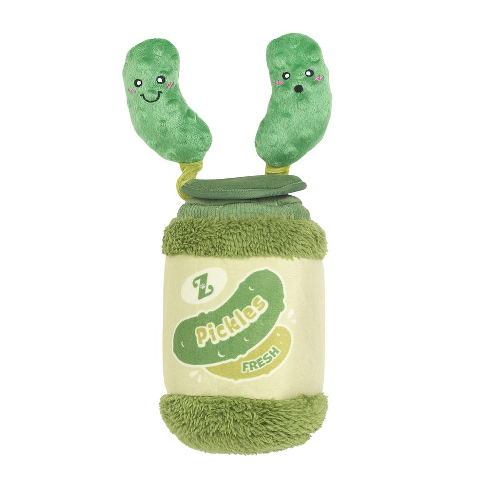 Zippy Paws Bungee Burrow Pickle Jar Plush Dog Toy, Green, 7.5 x 4.5 x 4.5-in