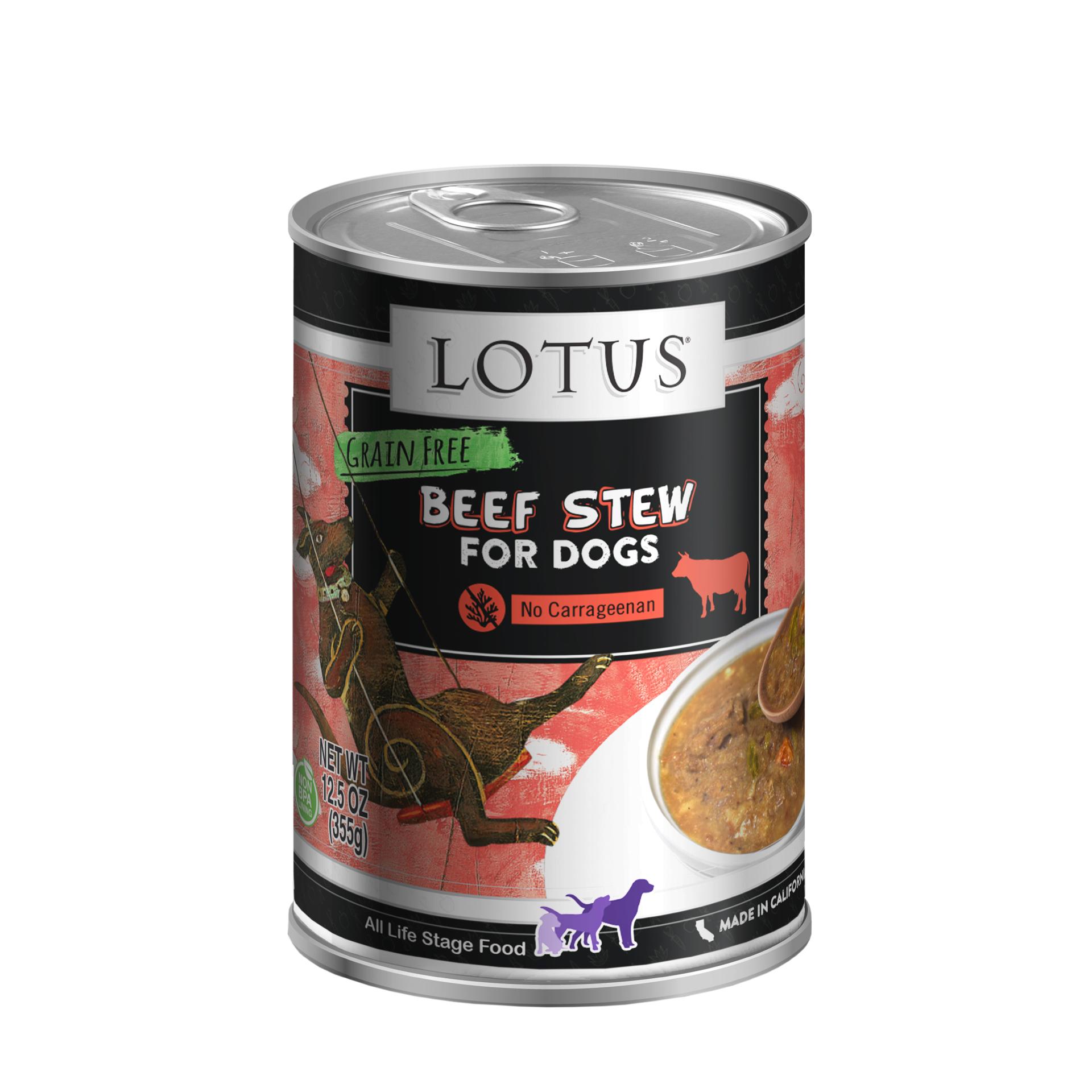 Lotus Beef Stew Grain-Free Wet Dog Food Can, 12.5-oz, case of 12 (**)