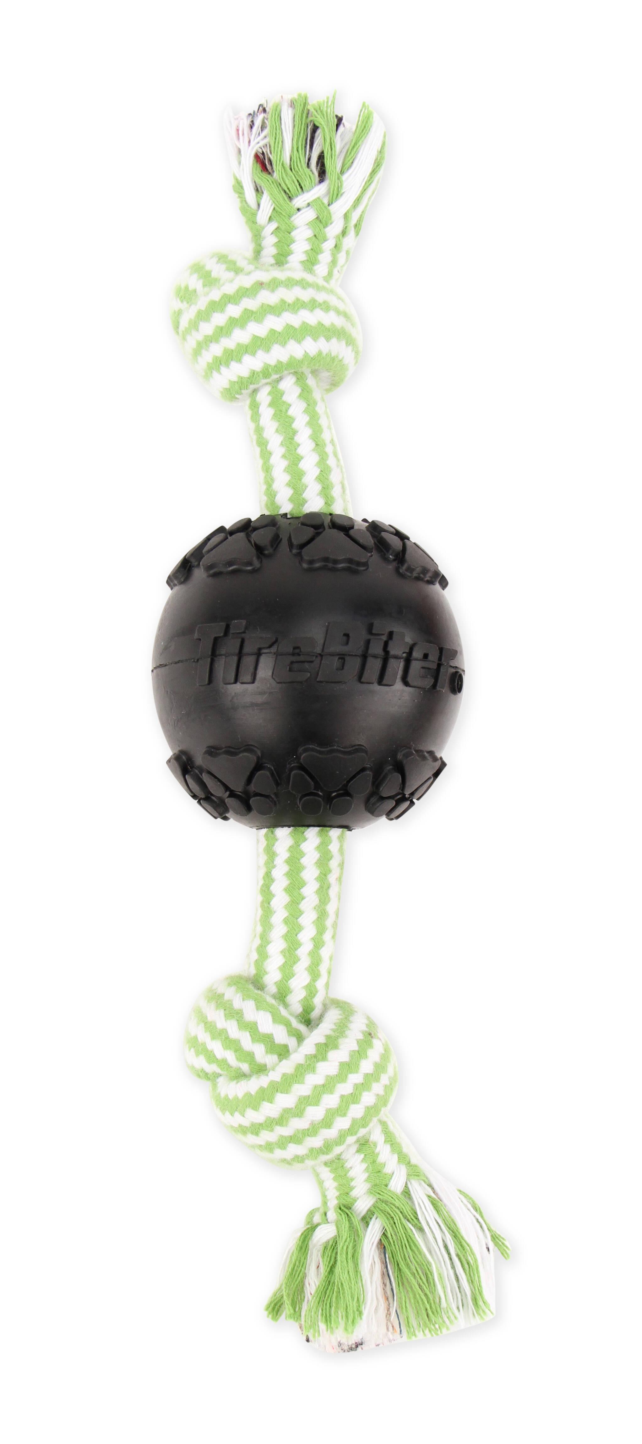 Mammoth TireBiter Ball with 2 Knot Rope Dog Toy, Medium