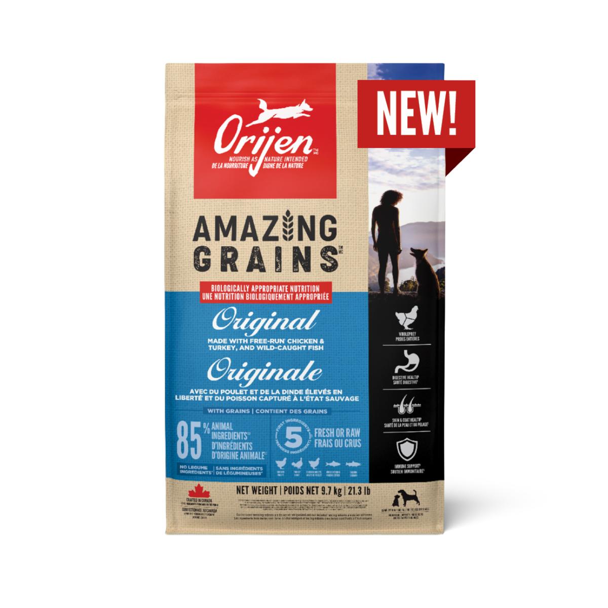 ORIJEN Amazing Grains Original Dry Dog Food (CA), 9.7-kg