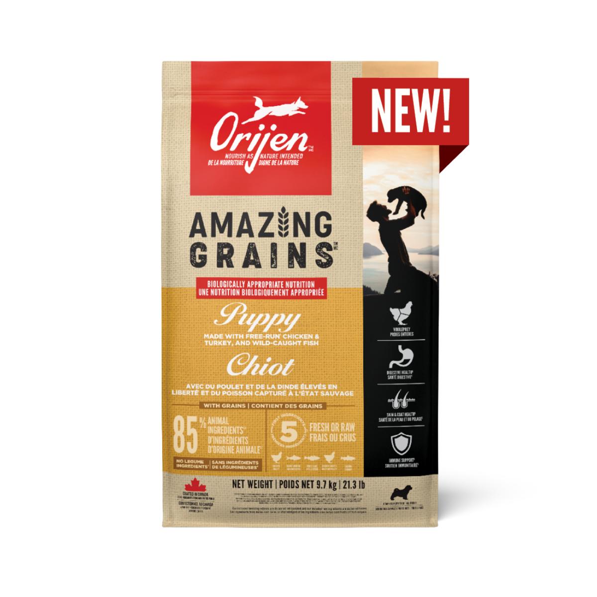 ORIJEN Amazing Grains Puppy Dry Dog Food (CA), 1.8-kg
