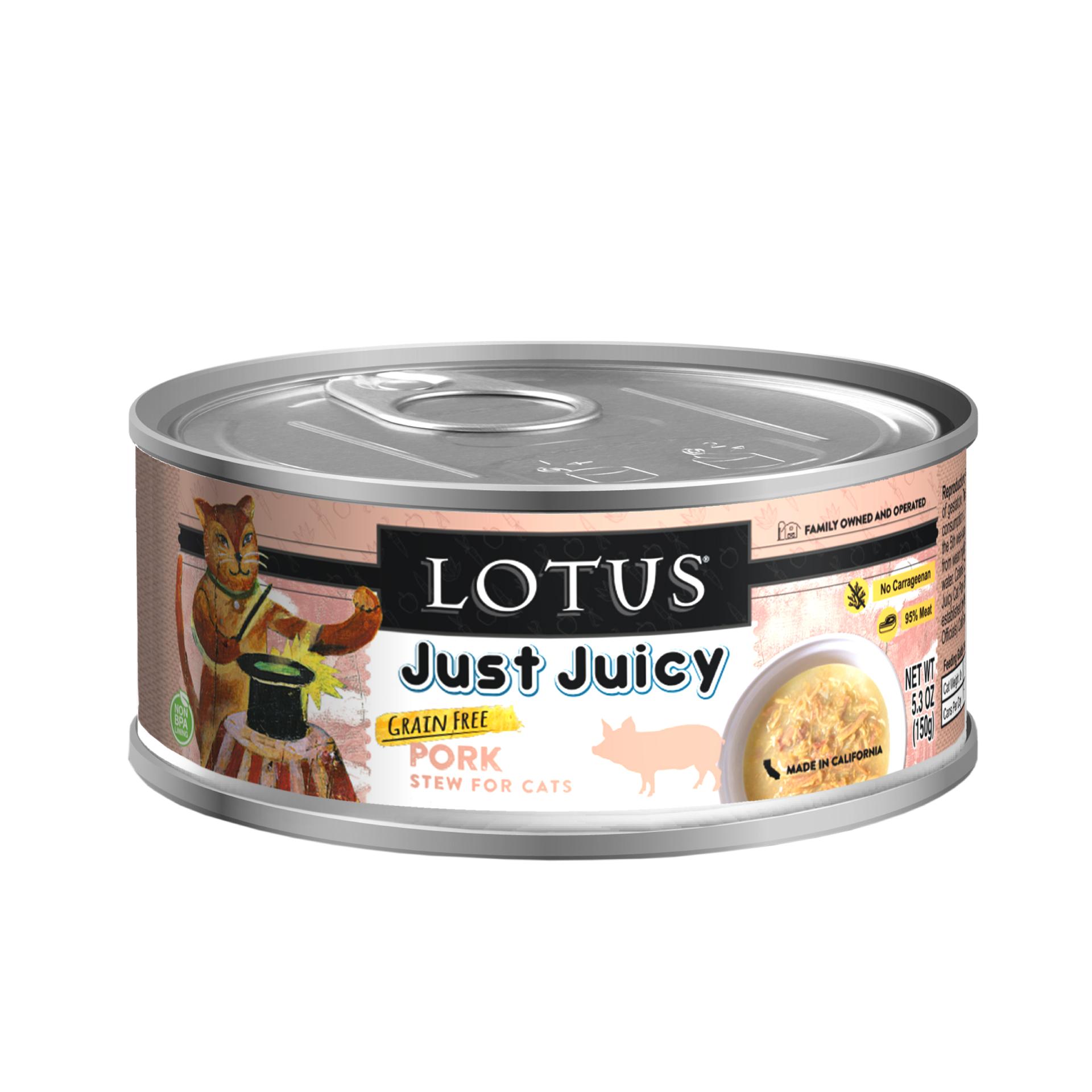 Lotus Just Juicy Pork Stew Grain-Free Wet Cat Food Can