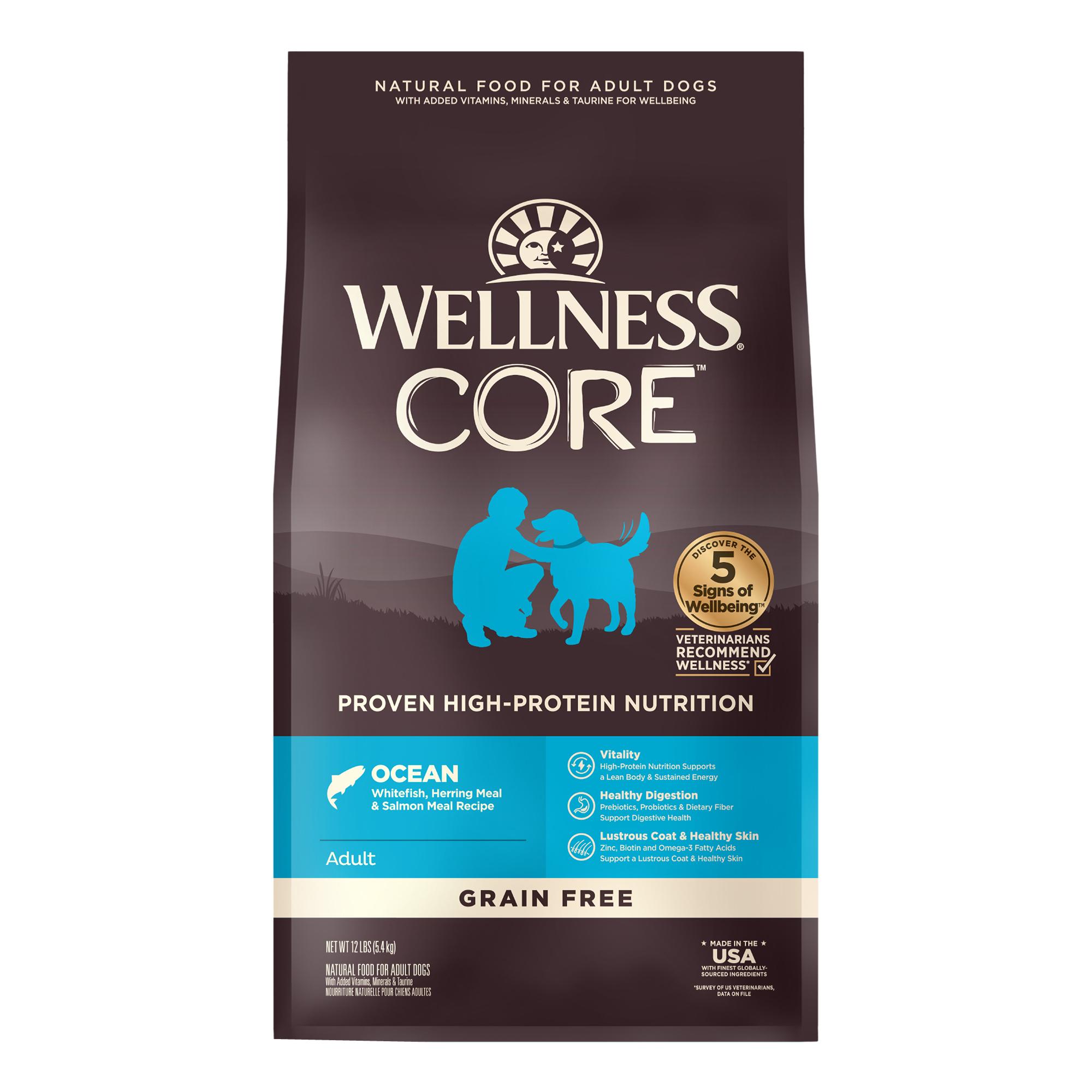Wellness CORE Ocean Whitefish, Herring & Salmon Grain-Free Dry Dog Food, 12-lb