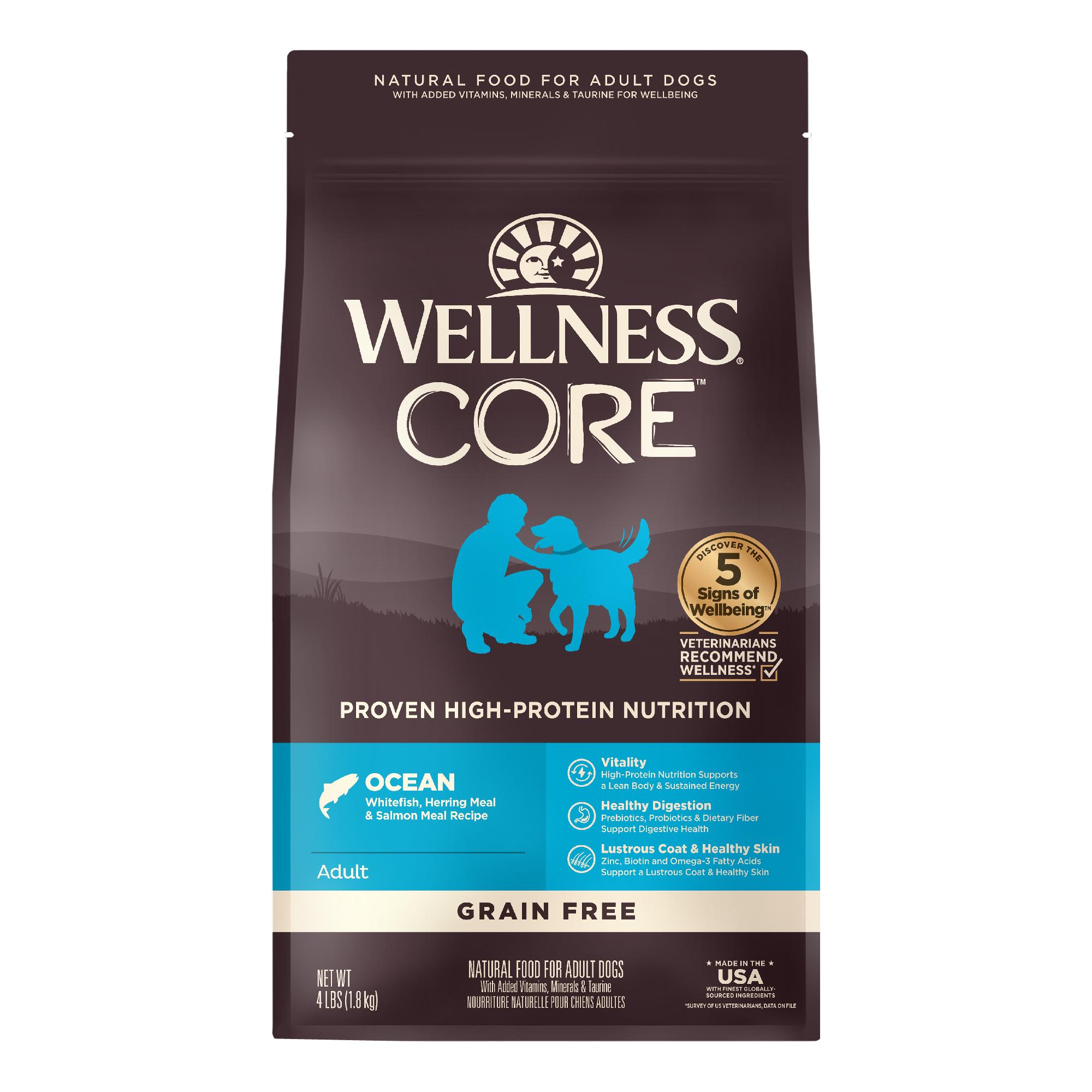 Wellness CORE Ocean Whitefish, Herring & Salmon Grain-Free Dry Dog Food, 4-lb