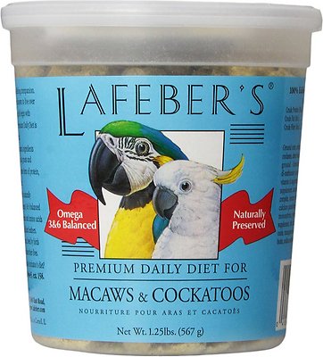 Lafeber Premium Daily Diet Macaw & Cockatoo Bird Food, 1.25-lb tub