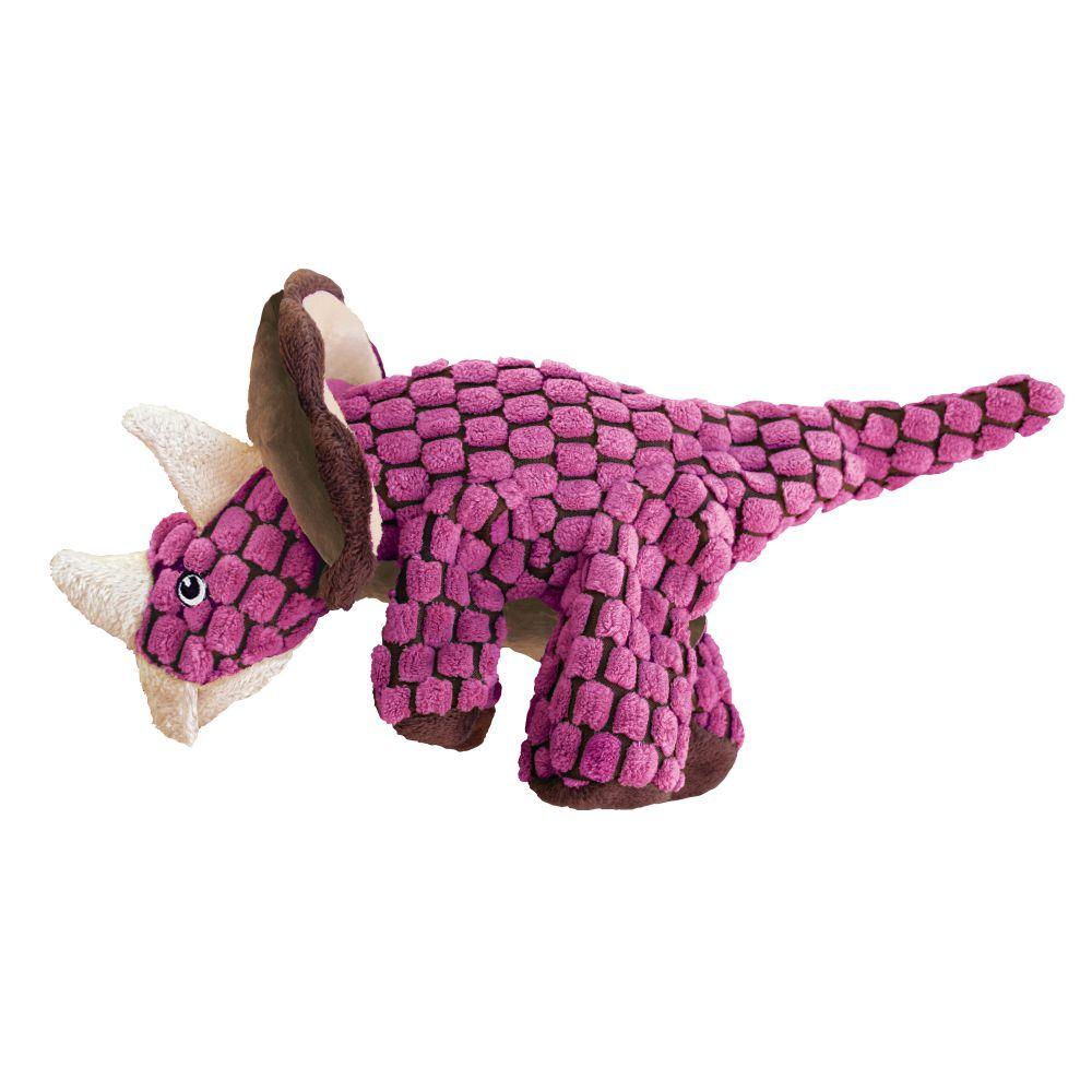 KONG Dynos Triceratops Dog Toy, Pink, Large