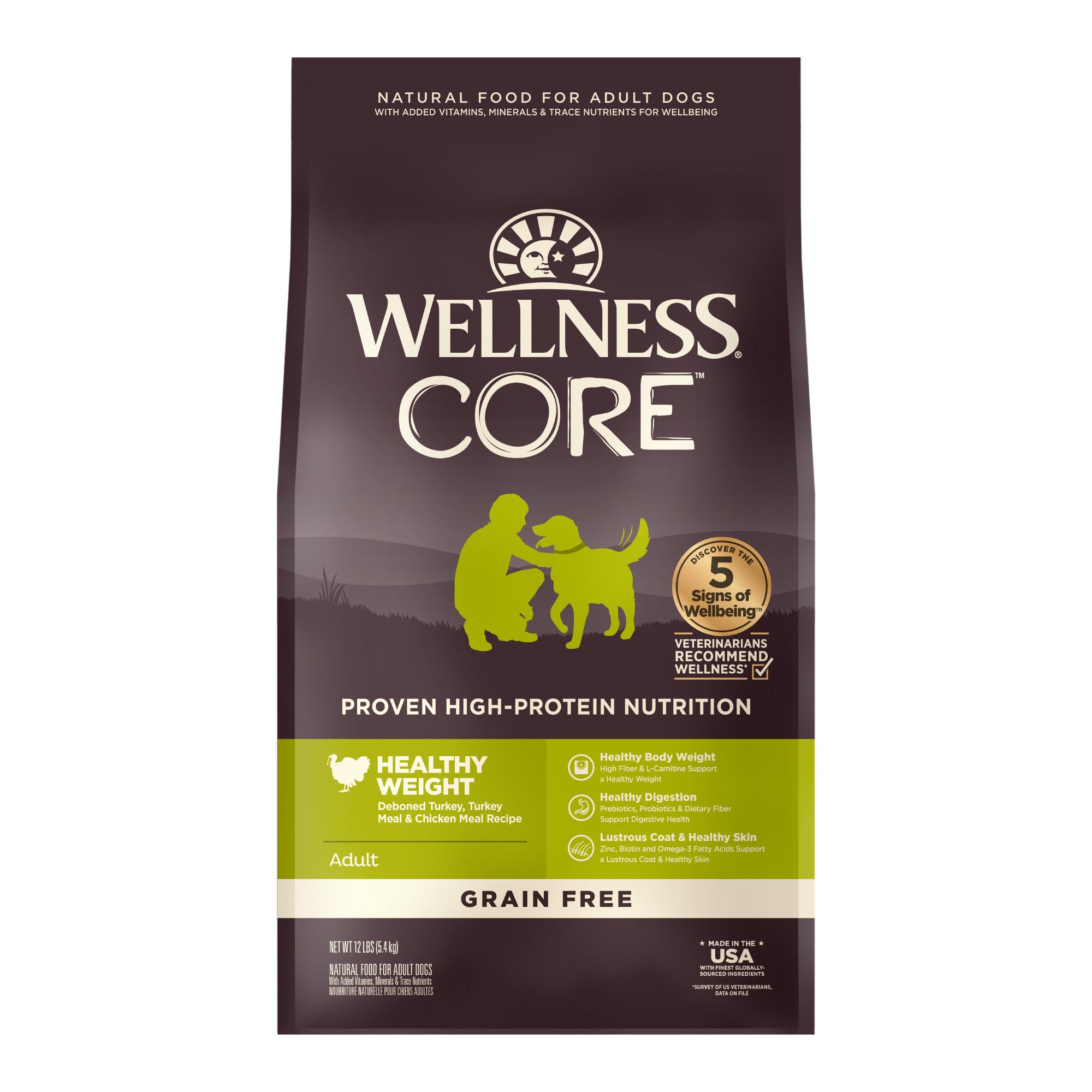 Wellness CORE Healthy Weight Turkey & Chicken Grain-Free Dry Dog Food, 12-lb