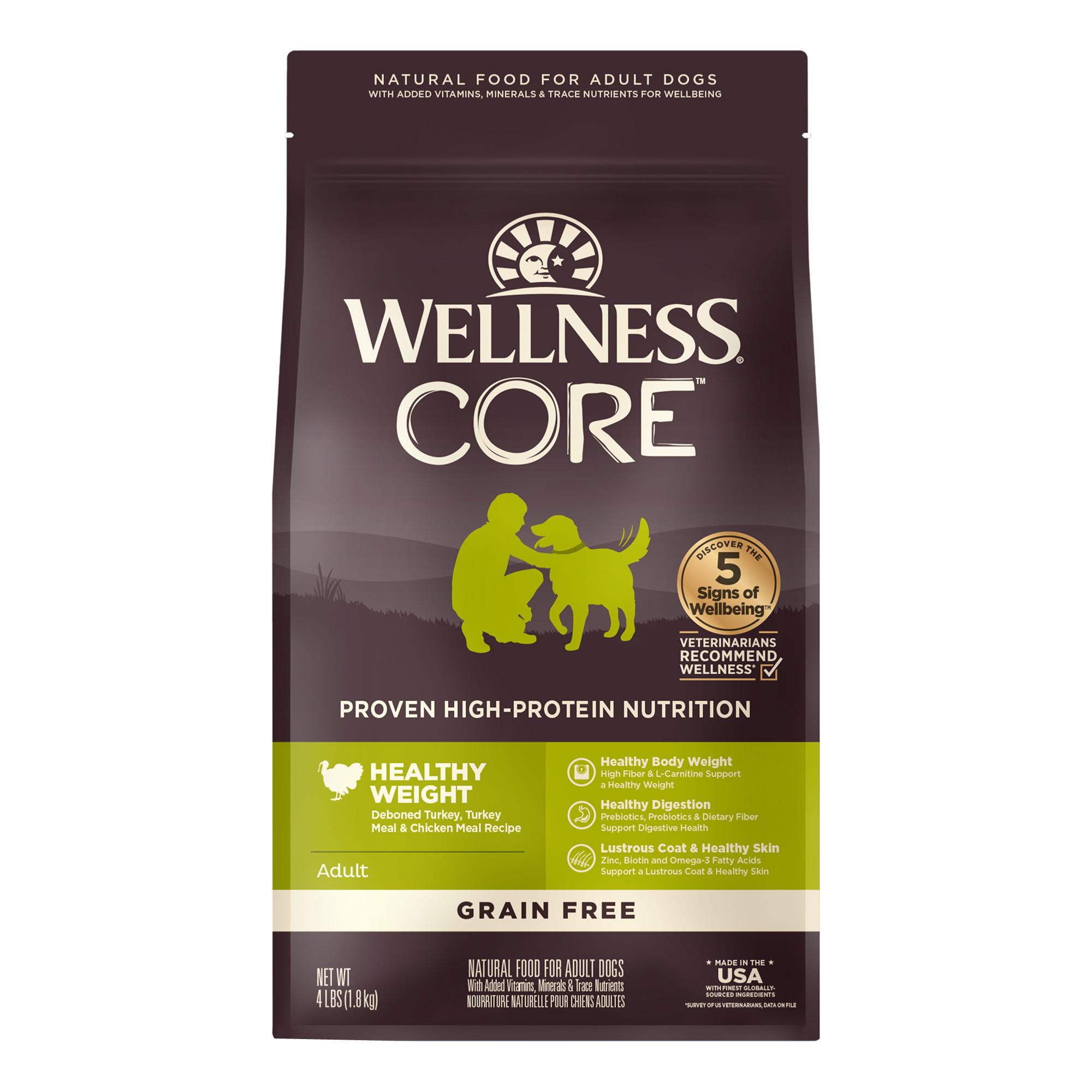Wellness CORE Healthy Weight Turkey & Chicken Grain-Free Dry Dog Food, 4-lb