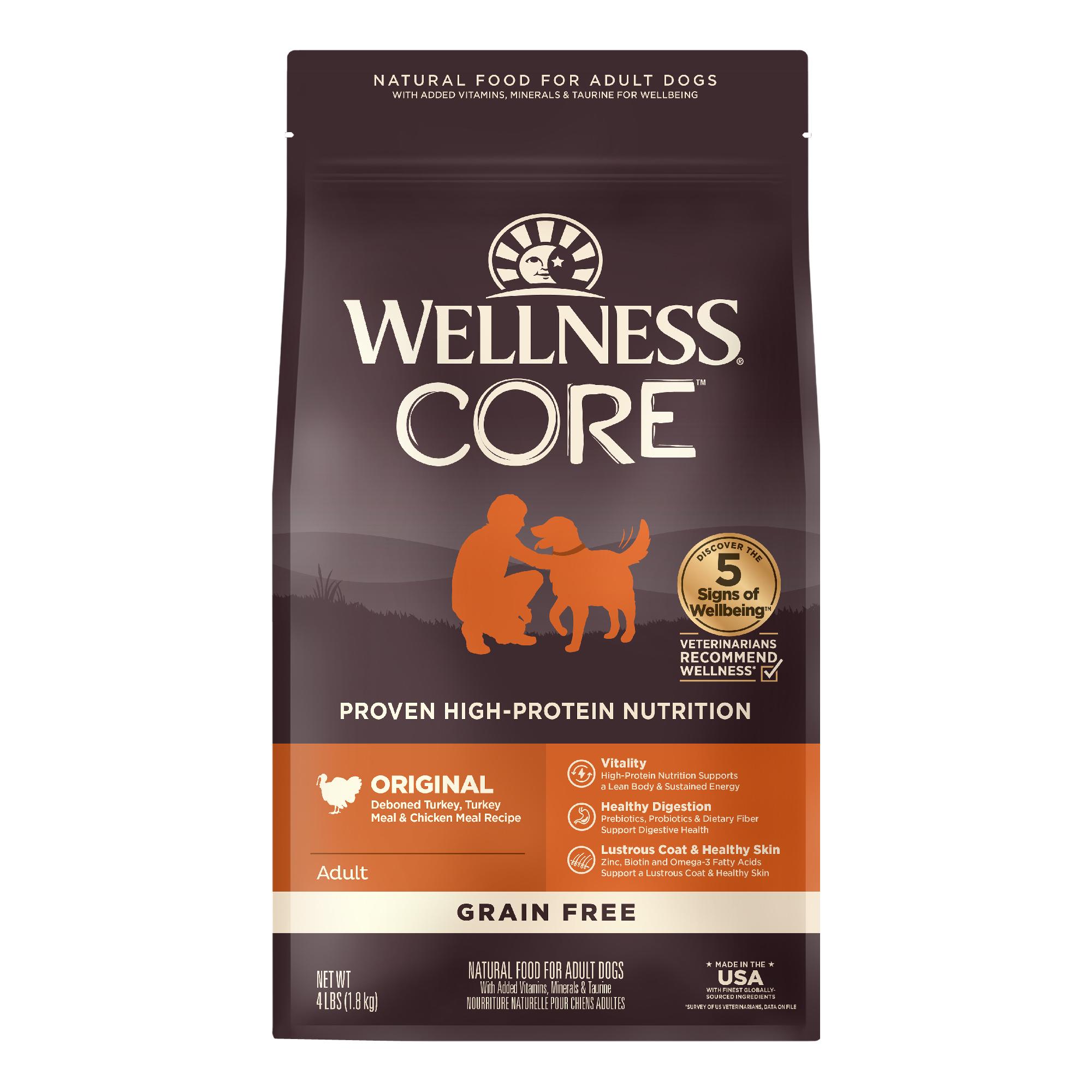 Wellness CORE Original Turkey & Chicken Grain-Free Dry Dog Food, 4-lb