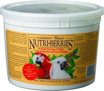 Lafeber Classic Nutri-Berries Macaw & Cockatoo Bird Food, 3.5-lb tub
