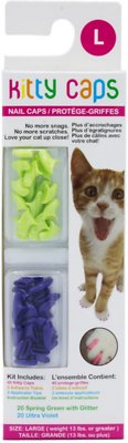 Kitty Caps Cat Nail Caps, Spring Green with Glitter & Ultra Violet, Large