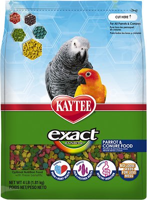 Kaytee Exact Rainbow Parrot & Conure Bird Food, 4-lb