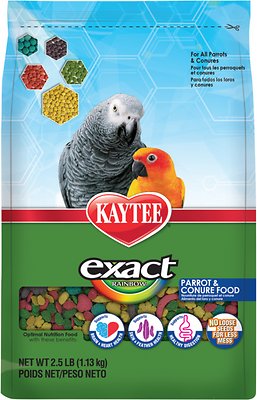 Kaytee Exact Rainbow Parrot & Conure Bird Food, 2.5-lb