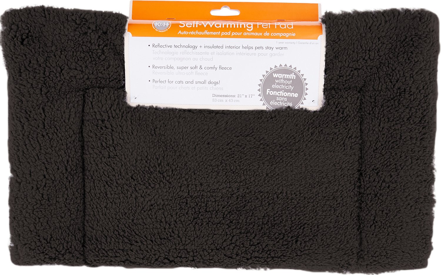 K&H Self-Warming Pet Pad, Gray/Black