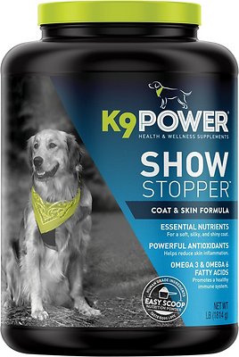 K9 POWER Show Stopper Healthy Coat & Skin Dog Supplement, 1-lb jar