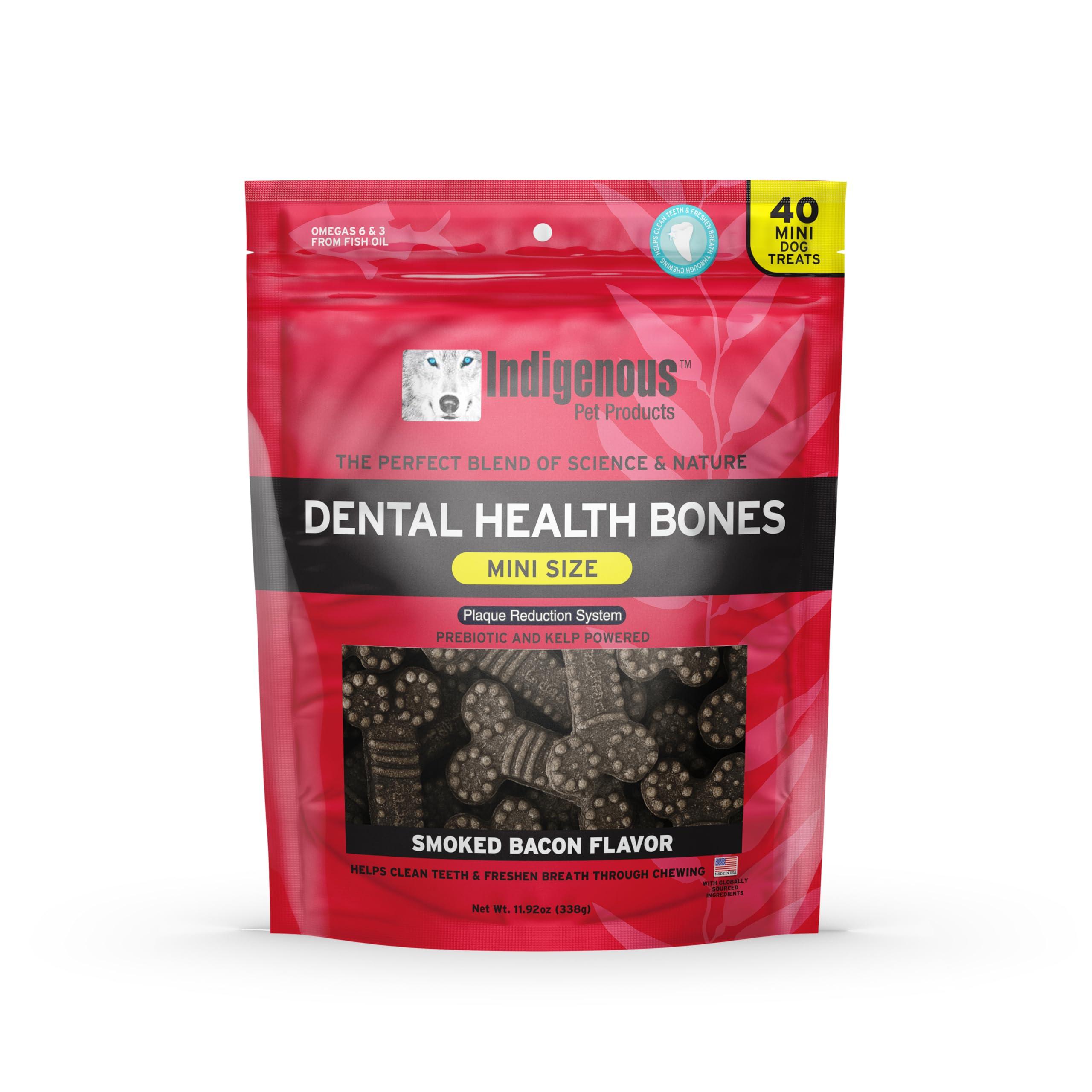 Indigenous Dental Health Bones Smoked Bacon Dog Treats, Mini, 40-count