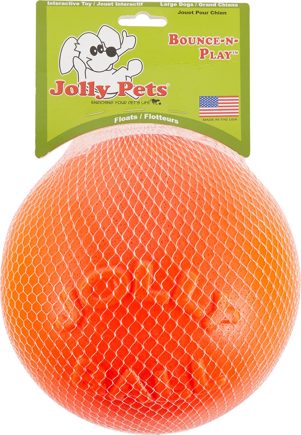 Jolly Pets Bounce-n-Play Dog Toy, Orange