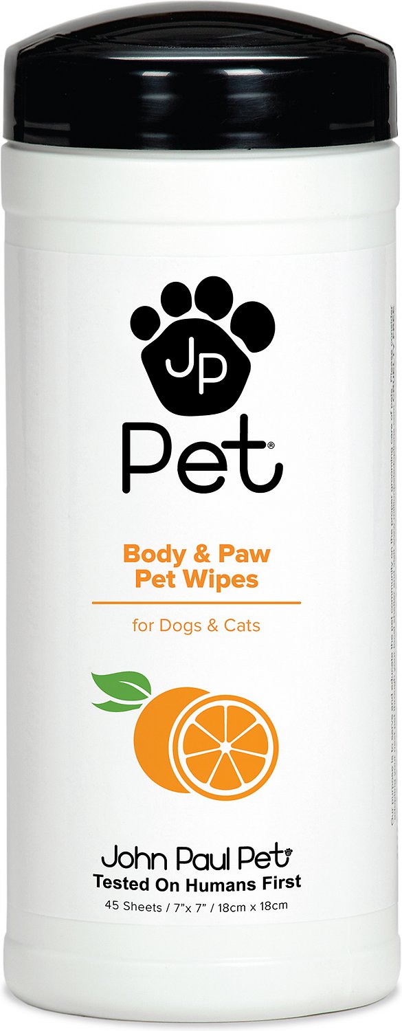 John Paul Pet Body & Paw Wipes for Dogs & Cats, 45-count