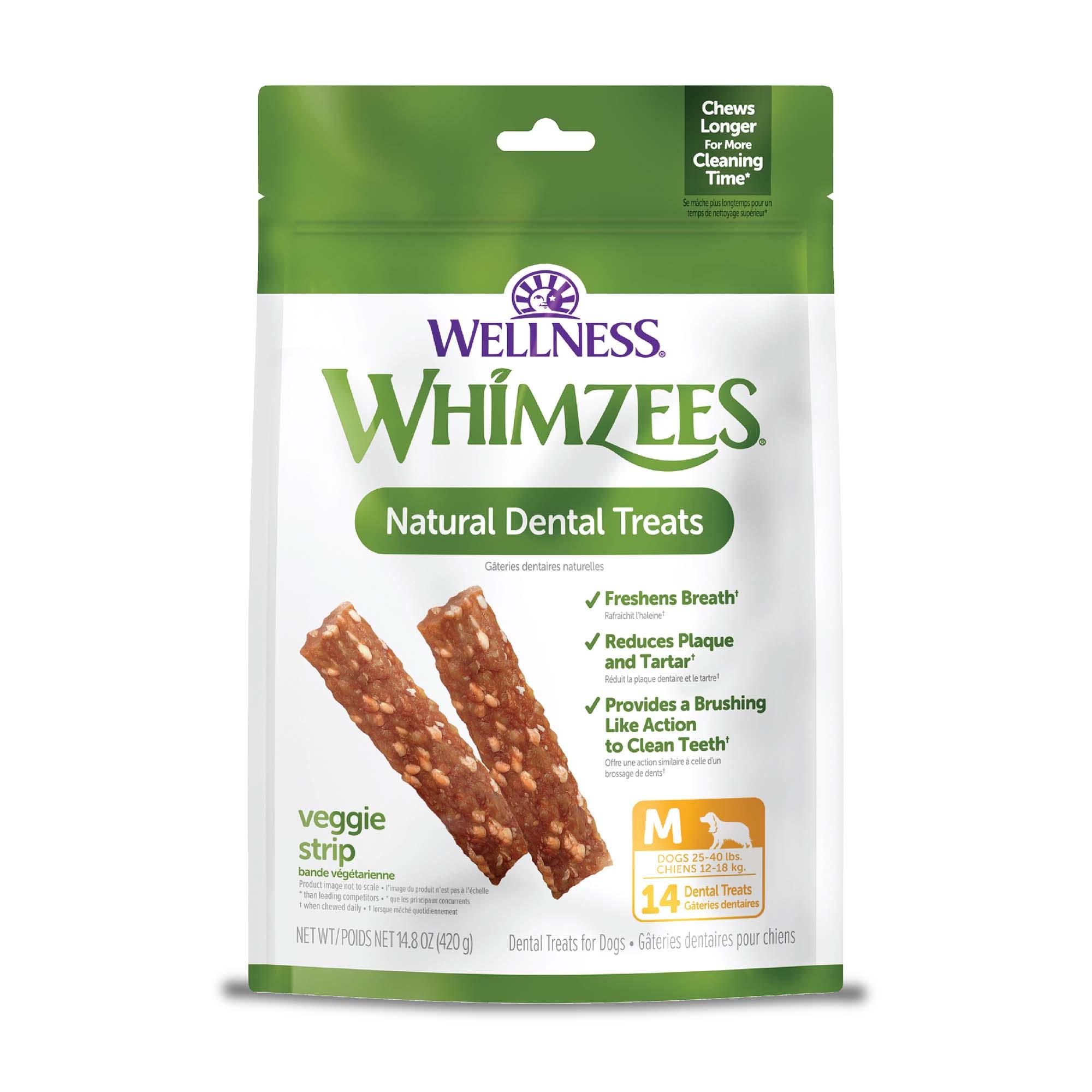 WHIMZEES Veggie Strip Natural Dental Dog Treats, Medium, 14-count