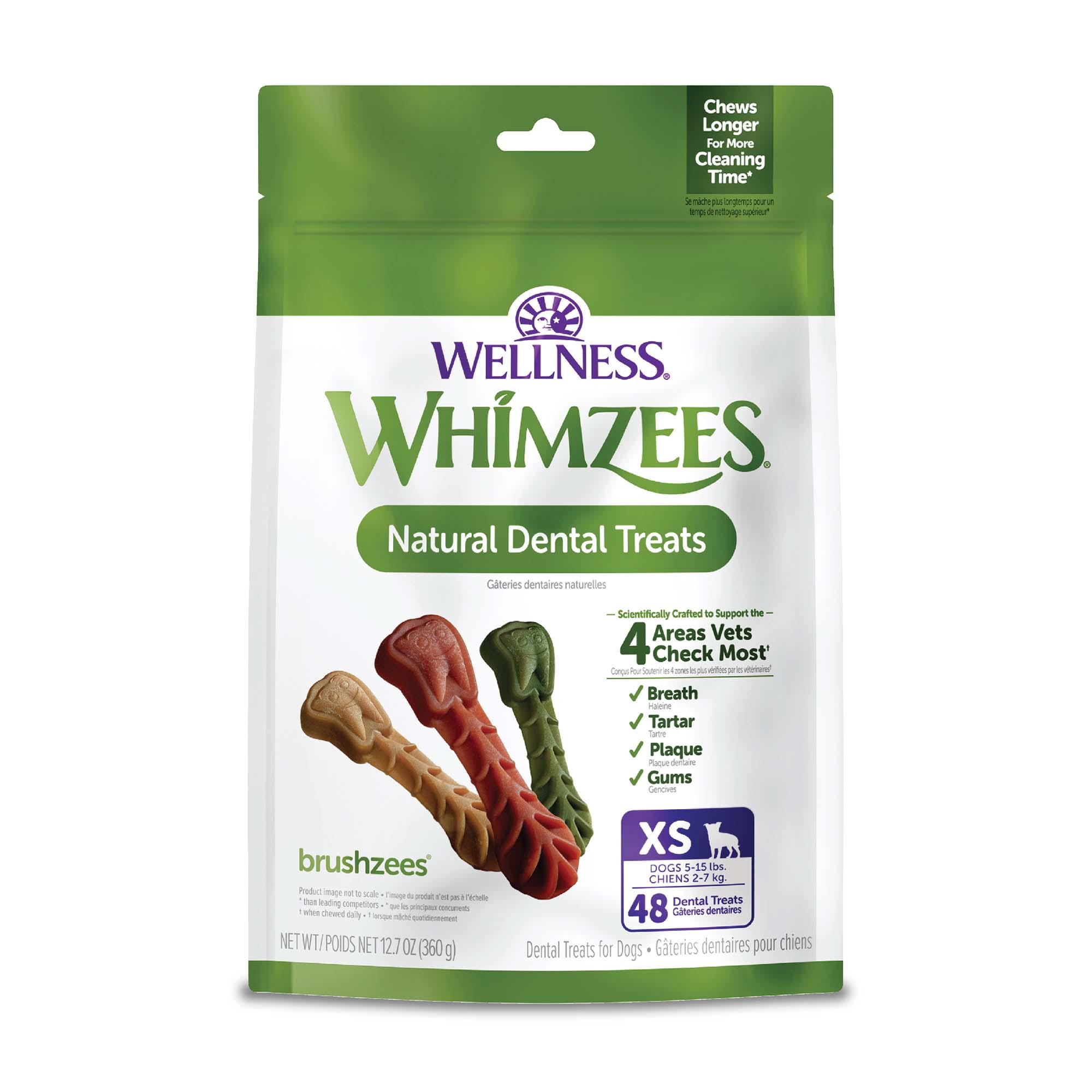 WHIMZEES Brushzees Natural Dental Dog Treats, X-Small, 48-count