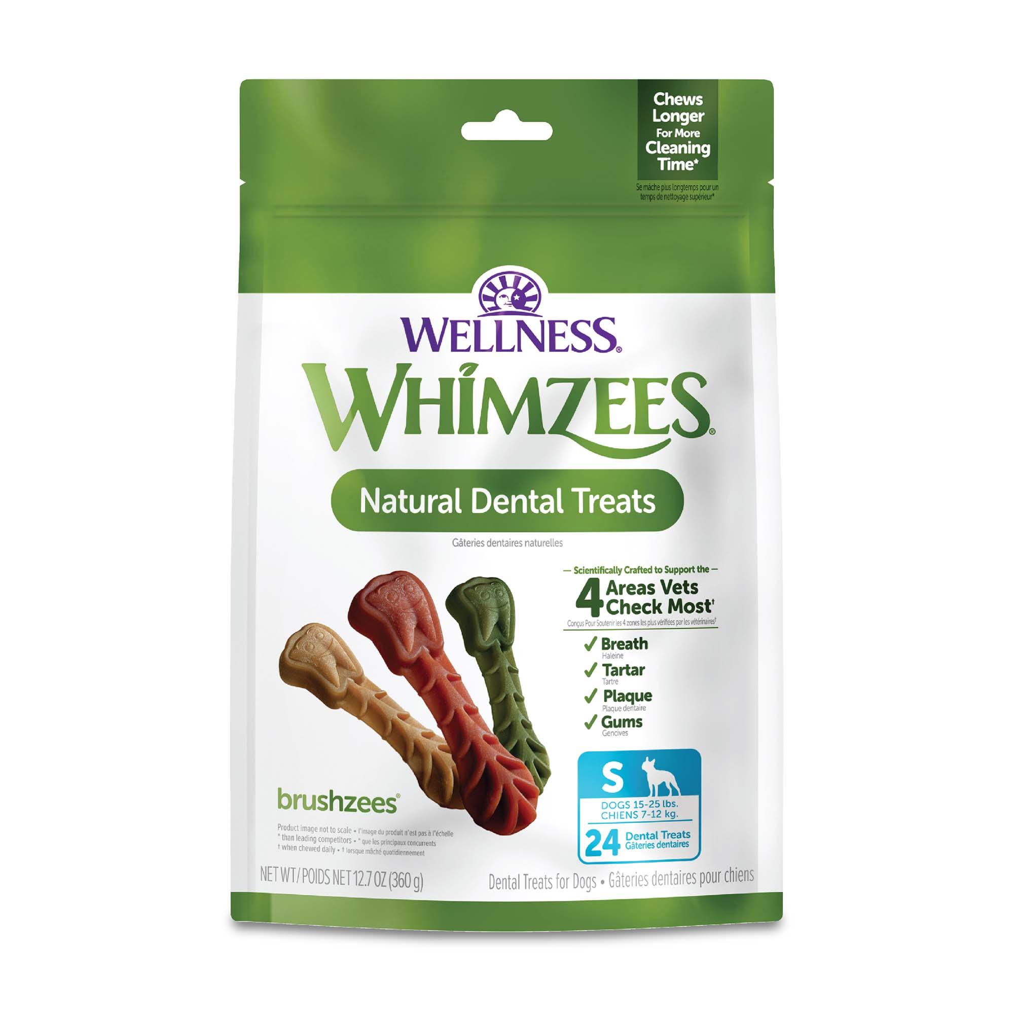 WHIMZEES Brushzees Natural Dental Dog Treats, Small, 24-count