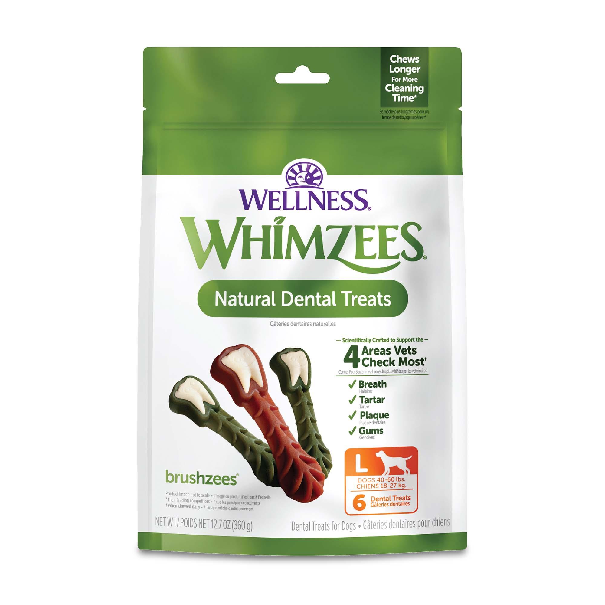 WHIMZEES Brushzees Natural Dental Dog Treats, Large, 6-count