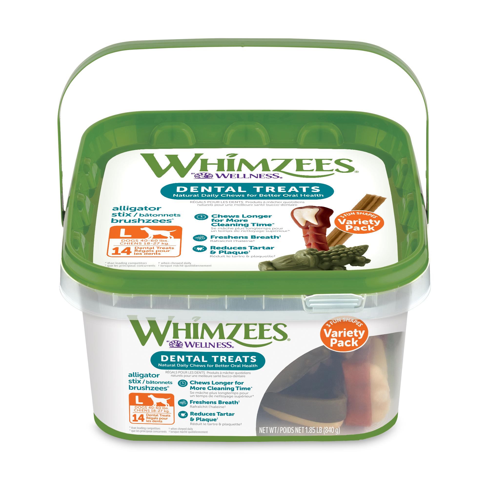WHIMZEES Variety Pack Natural Dental Dog Treats, Large, 14-count
