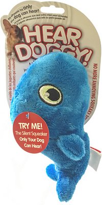 Hear Doggy Silent Squeaker Whale Dog Toy, Small