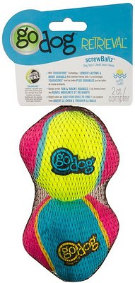 GoDog Retrieval ScrewBallz Dog Toy, 2 count, Large