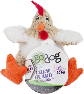 GoDog Checkers Chew Guard Rooster Dog Toy, Mini
