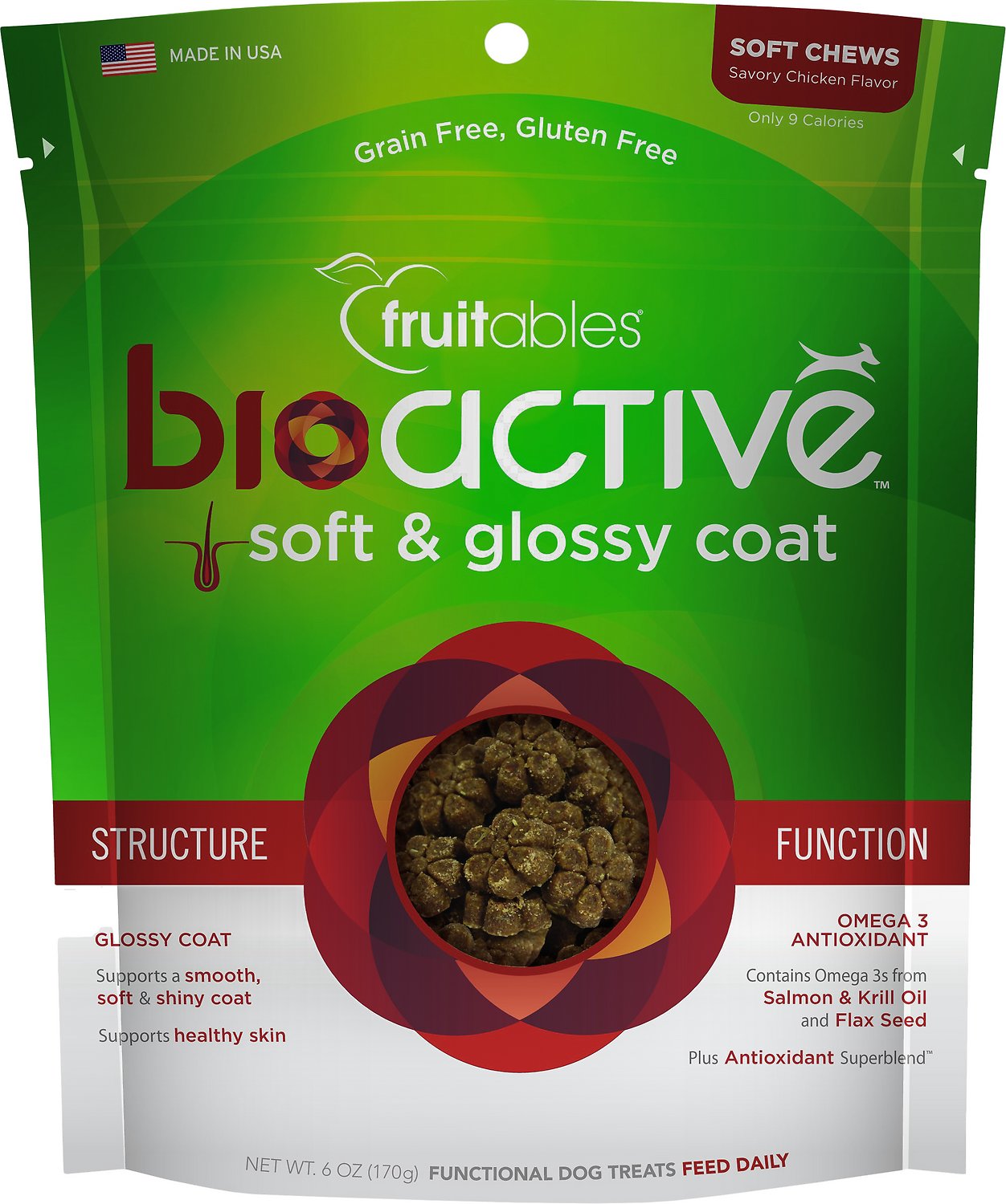 Fruitables BioActive Soft & Glossy Coat Soft Chews Dog Treats