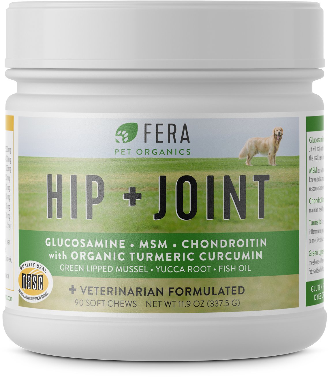 Fera Pet Organics Hip & Joint Soft Chew Dog Supplement, 90 count