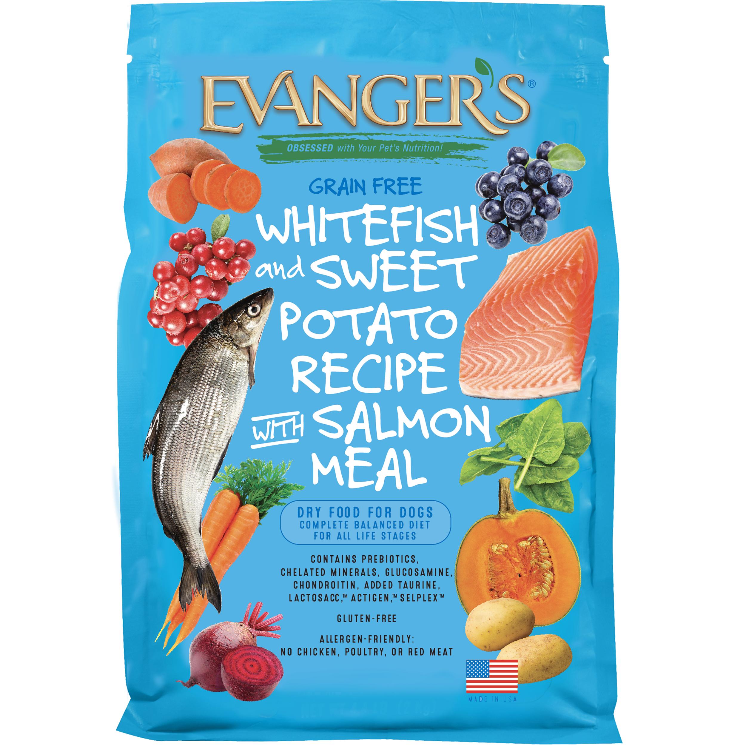 Evanger's Grain-Free Whitefish & Sweet Potato Recipe with Salmon Meal Dry Dog Food
