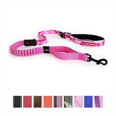 EzyDog Zero Shock Absorbing Dog Leash, Pink Camo, 48-in