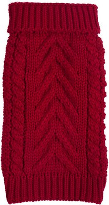 fabdog Super Chunky Turtleneck Dog Sweater, Red, 22-in