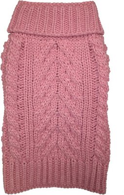 fabdog Super Chunky Turtleneck Dog Sweater, Pink, 8-in