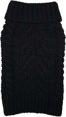 fabdog Super Chunky Turtleneck Dog Sweater, Black, 22-in