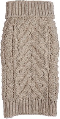 fabdog Super Chunky Turtleneck Dog Sweater, Oatmeal, 8-in