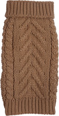 fabdog Super Chunky Turtleneck Dog Sweater, Camel, 8-in