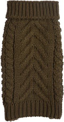 fabdog Super Chunky Turtleneck Dog Sweater, Olive, 8-in